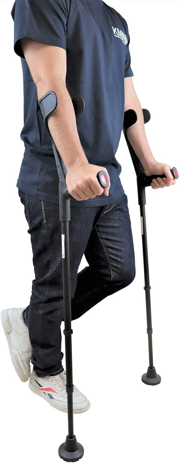 Adjustable Forearm Crutches for Adults - Non-Slip Tips, 2-Pack, Made in Europe