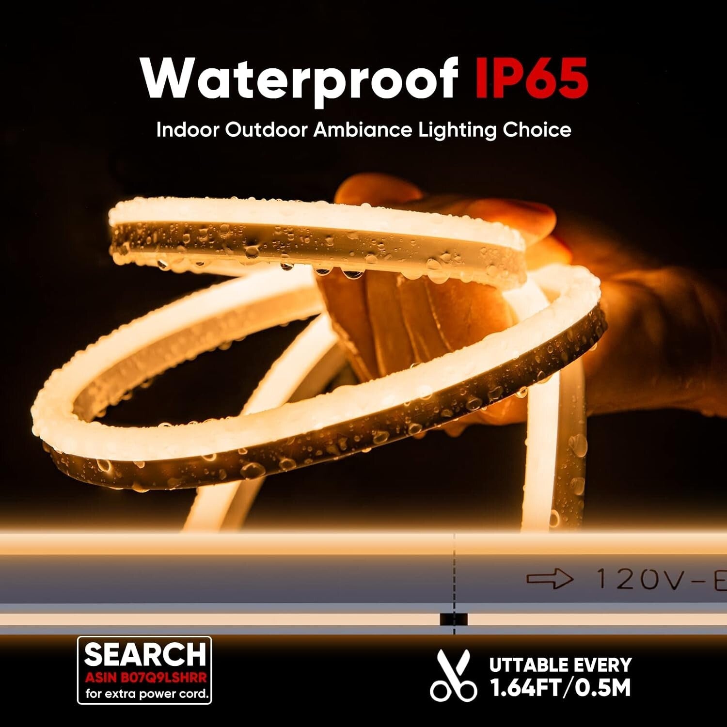 ETL-Listed 150FT LED Neon Rope Lights - 3000K Warm White, Waterproof & Flexible