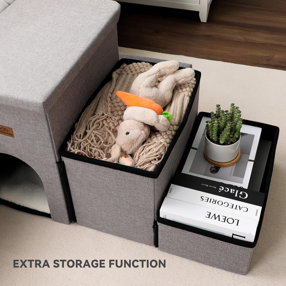 Wide Smok Gray Pet Steps - 3 Steps for High Beds & Cars, Up to 200 lbs Capacity