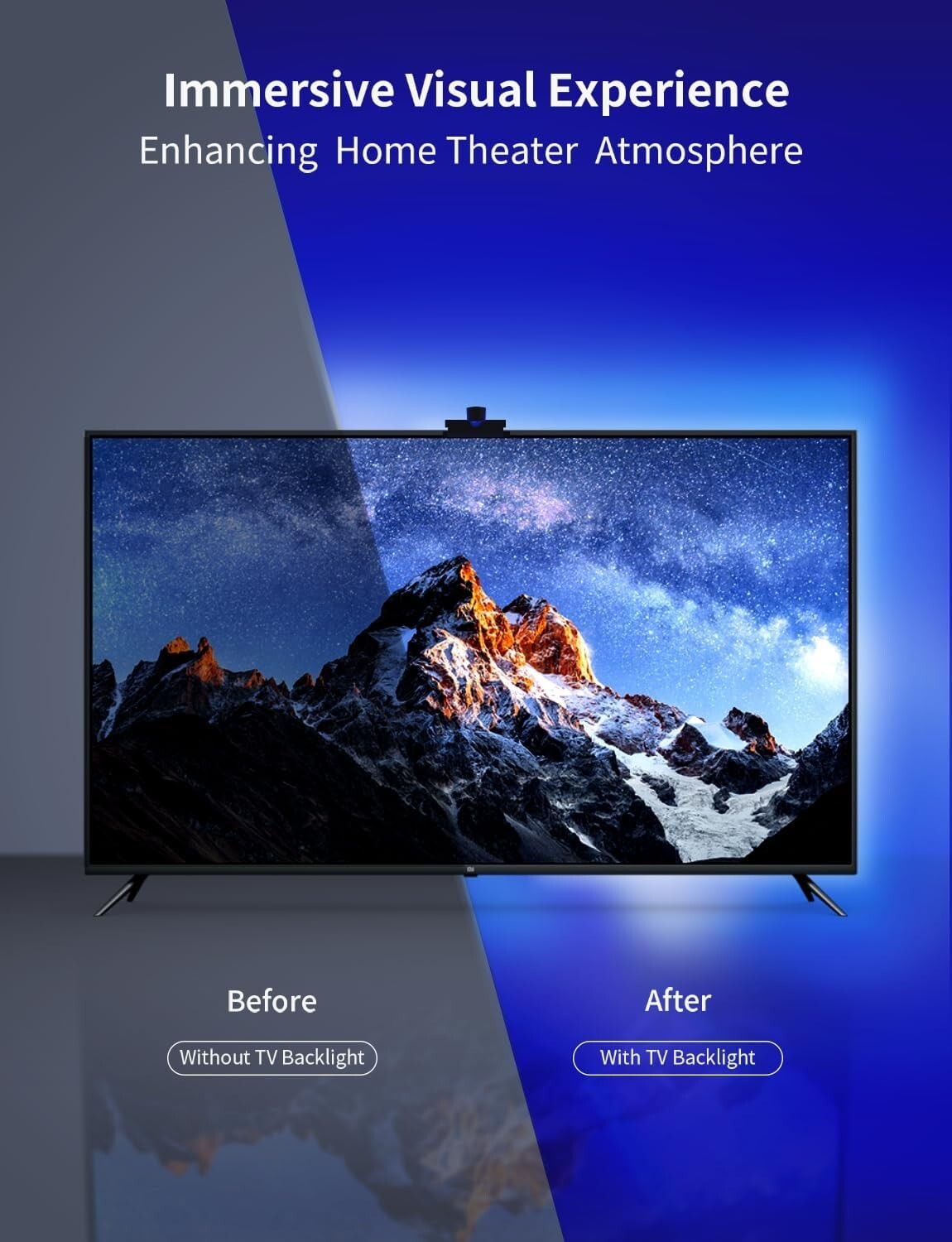 Dynamic LED Backlight for 75-85 Inch TVs - Immersive Screen Sync & Music Modes