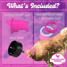 Load image into Gallery viewer, Original DIY PVC Gravity Fed Chicken Feeder Kit with 3 Ports - Made in USA