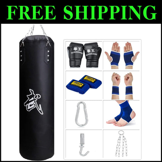 Complete Indoor Boxing Set: 4ft Heavy Bag, Gloves & Accessories for All Ages