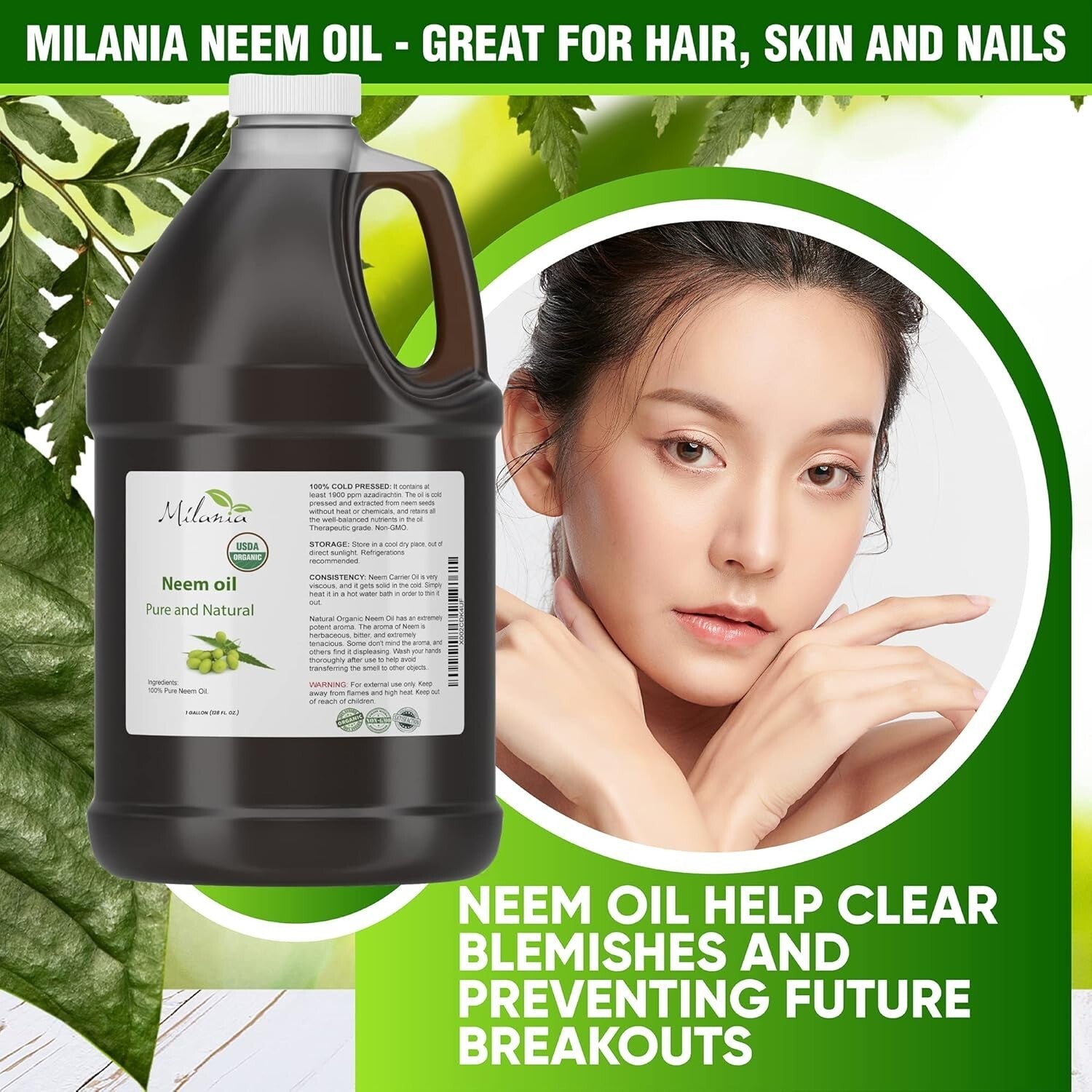 Exceptional Quality Organic Neem Oil - 1 Gallon Cold Pressed, Natural & Safe