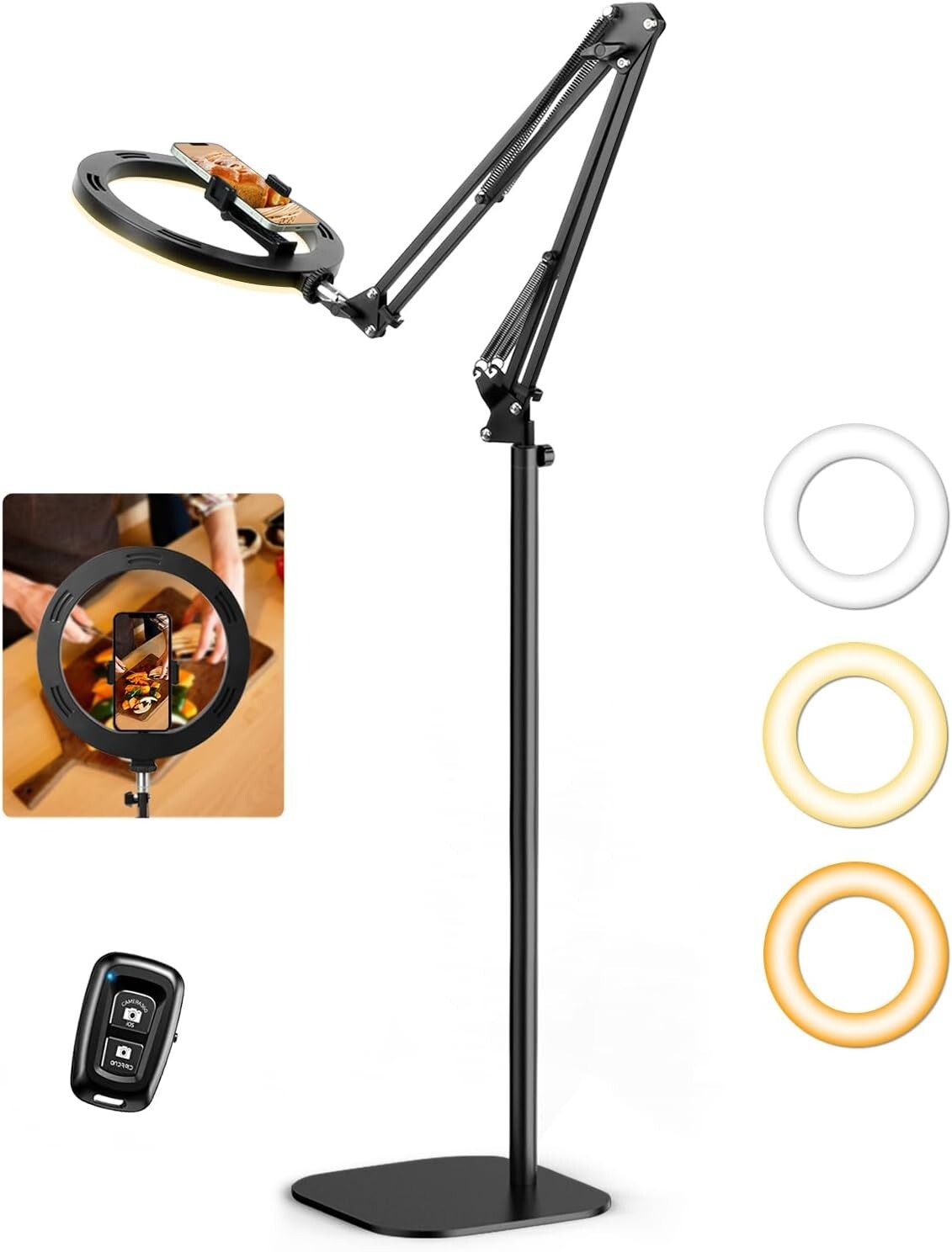 Versatile 10” Ring Light with Overhead Mount - Ideal for Photo & Video Recording