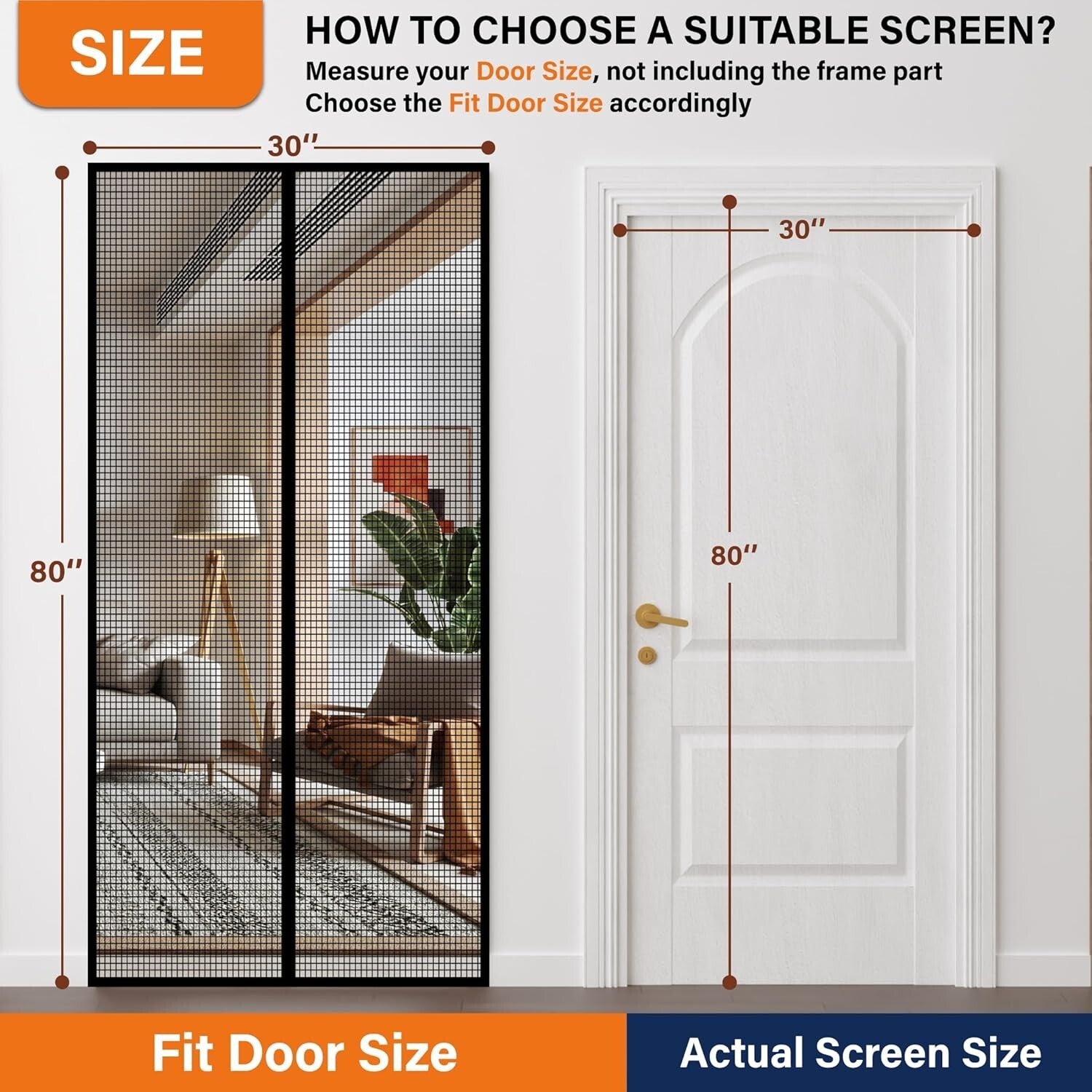 Pet-Friendly Magnetic Screen Door - Heavy-Duty Mesh Curtain, Easy Install 36x80