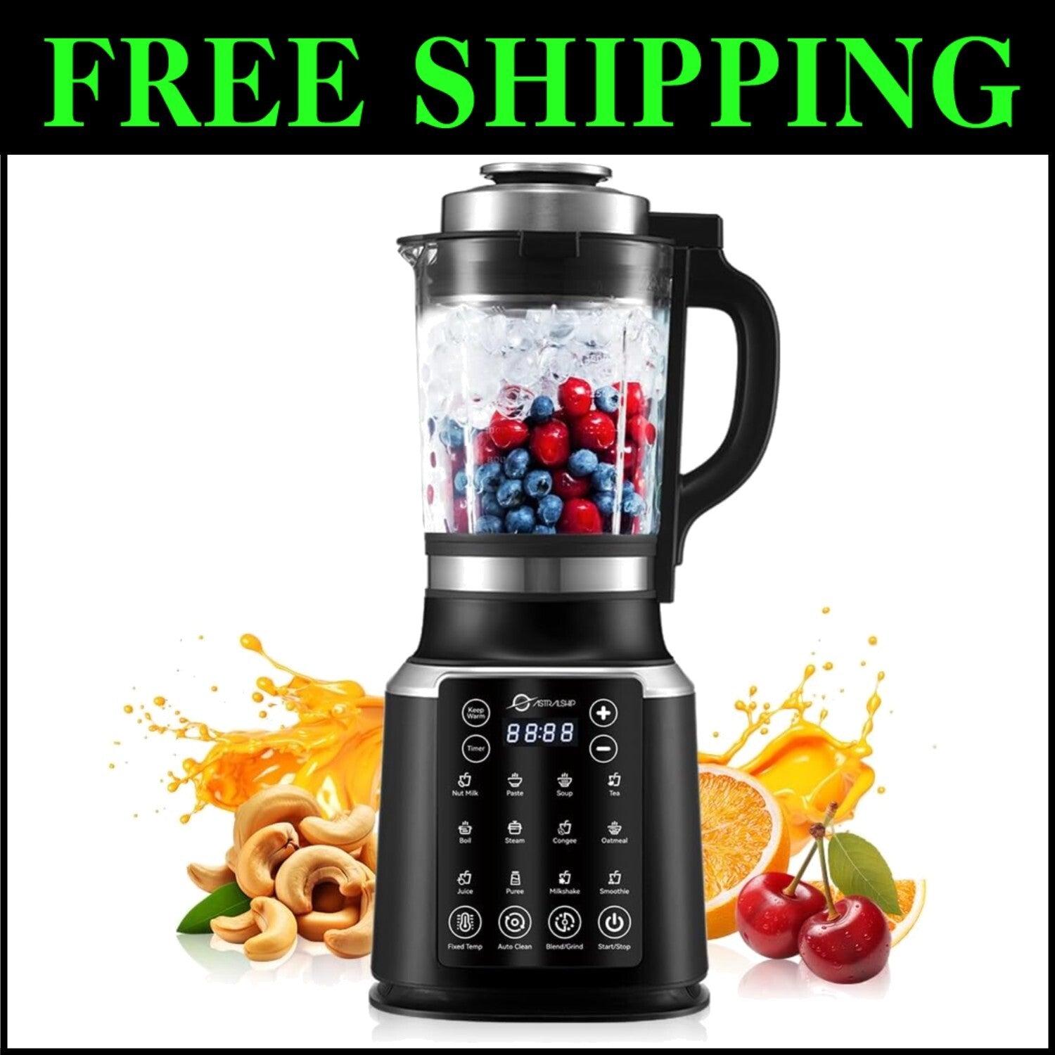 All-in-One 1200W Blender with Heating & Auto Clean - Perfect for Hot Drinks