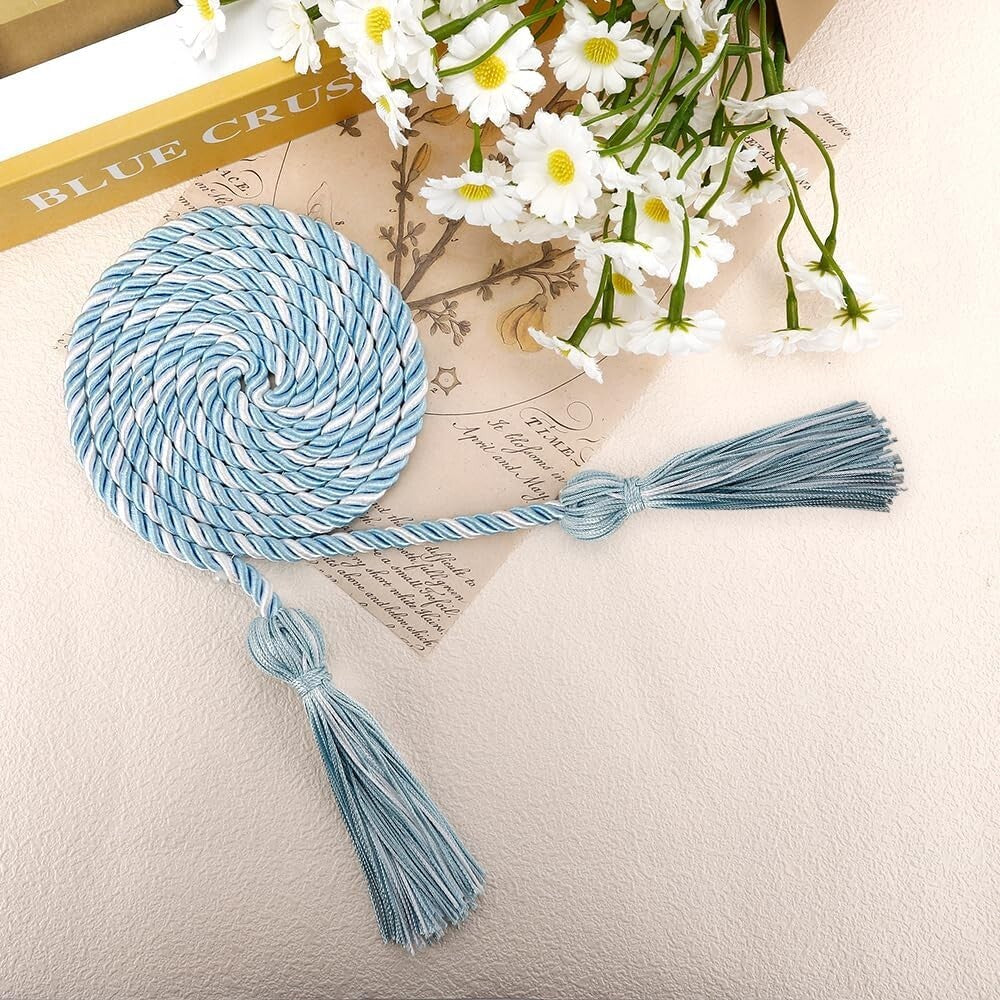 67” Sky Blue & White Graduation Honor Cords (20pcs) - Essential for Graduates