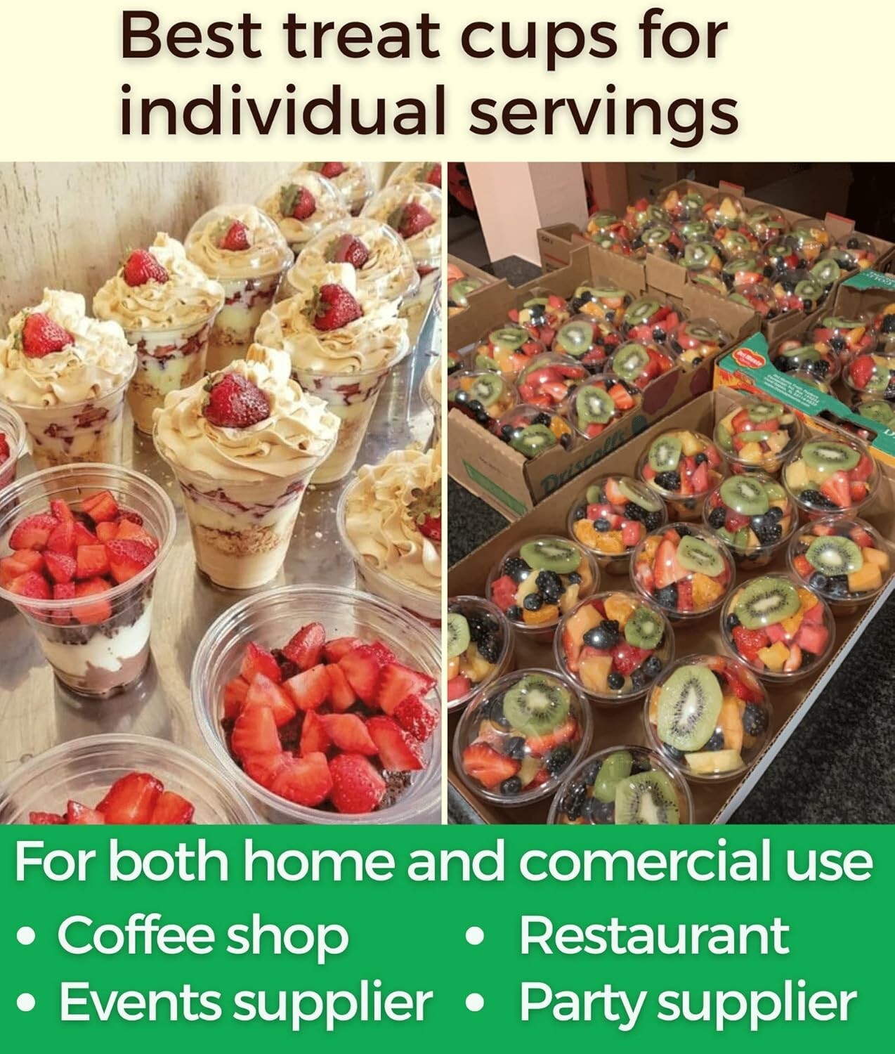 Sturdy 9 oz Clear Disposable Cups with Lids for Ice Cream & Desserts - 200 Count