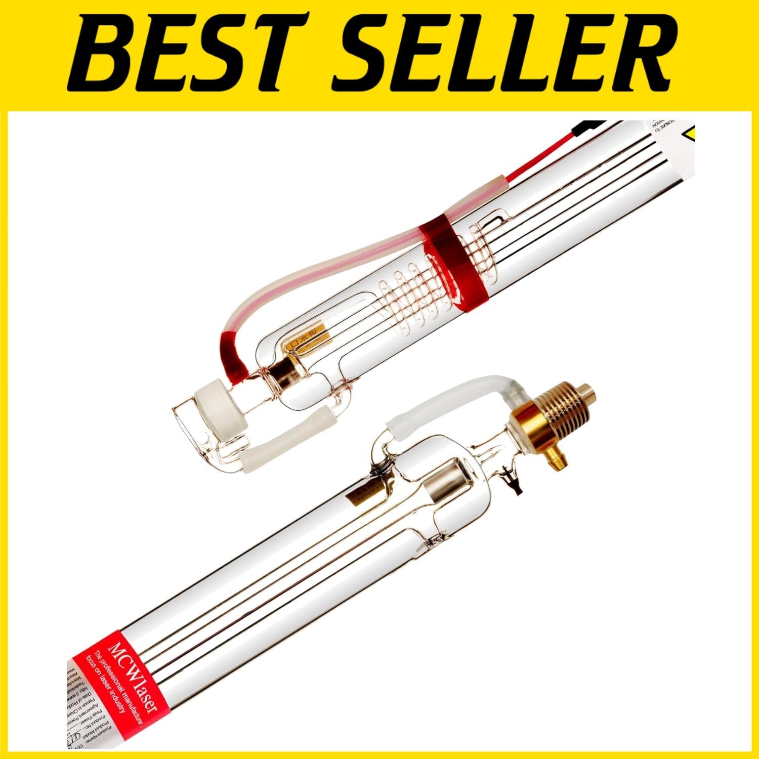 Efficient 90W Glass Laser Tube with Preconnected Ports, 1250mm Long, 80mm Wide