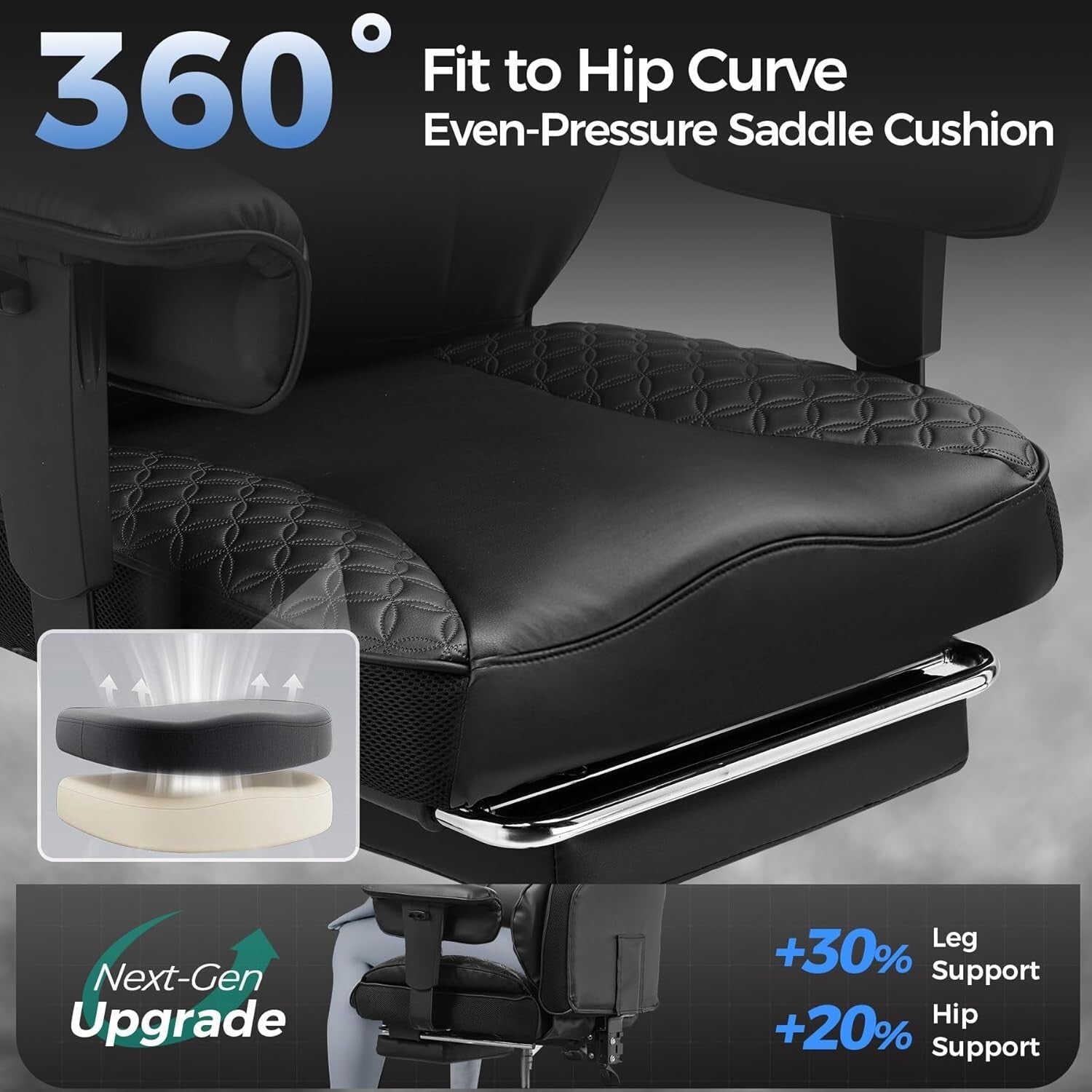 Deluxe 400lb Gaming Office Chair with Breathable Leather and Back Support Pillow