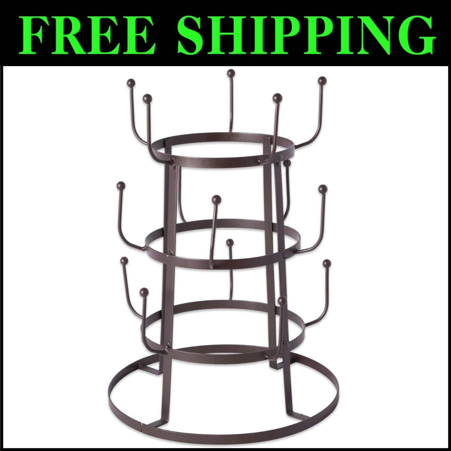 Elegant 3-Tier Mug Holder in Rustic Bronze – Perfect for Coffee & Tea Lovers