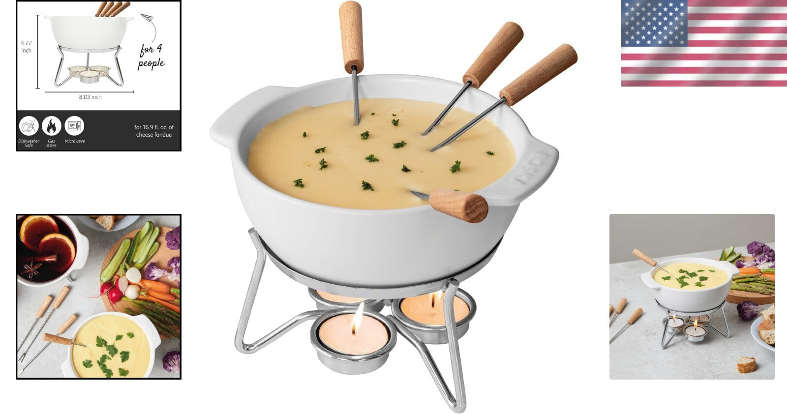 Elegant Microwave Safe Cheese Fondue Set for 2-4 Persons - Perfect for Parties
