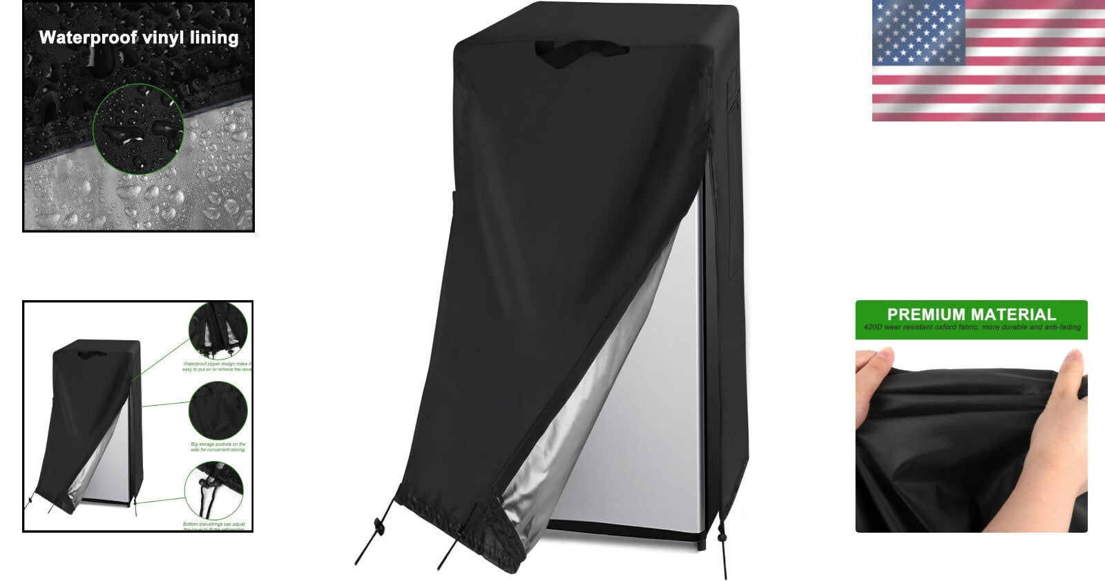 Durable Waterproof Refrigerator Cover - Dustproof and Fits Most Upright Freezers