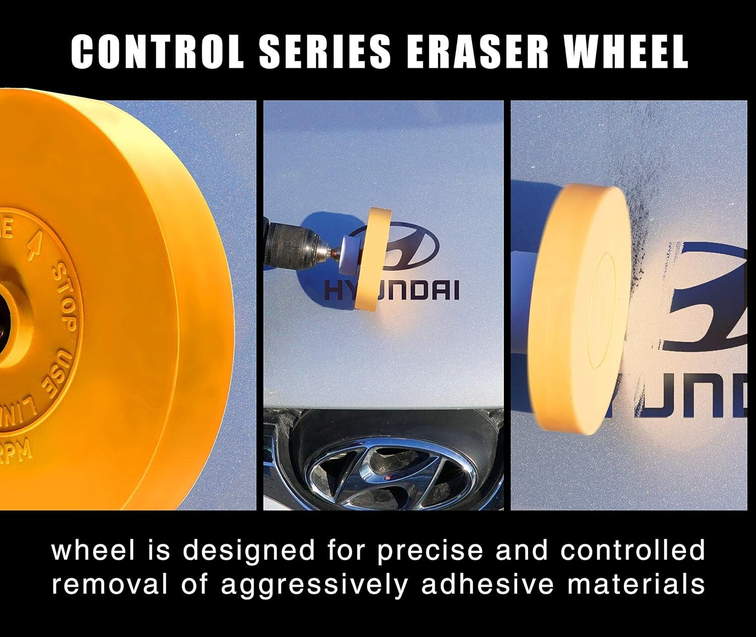 4-Inch Rubber Eraser Wheel - Medium Grit Decal Remover Pad with Drill Adapter