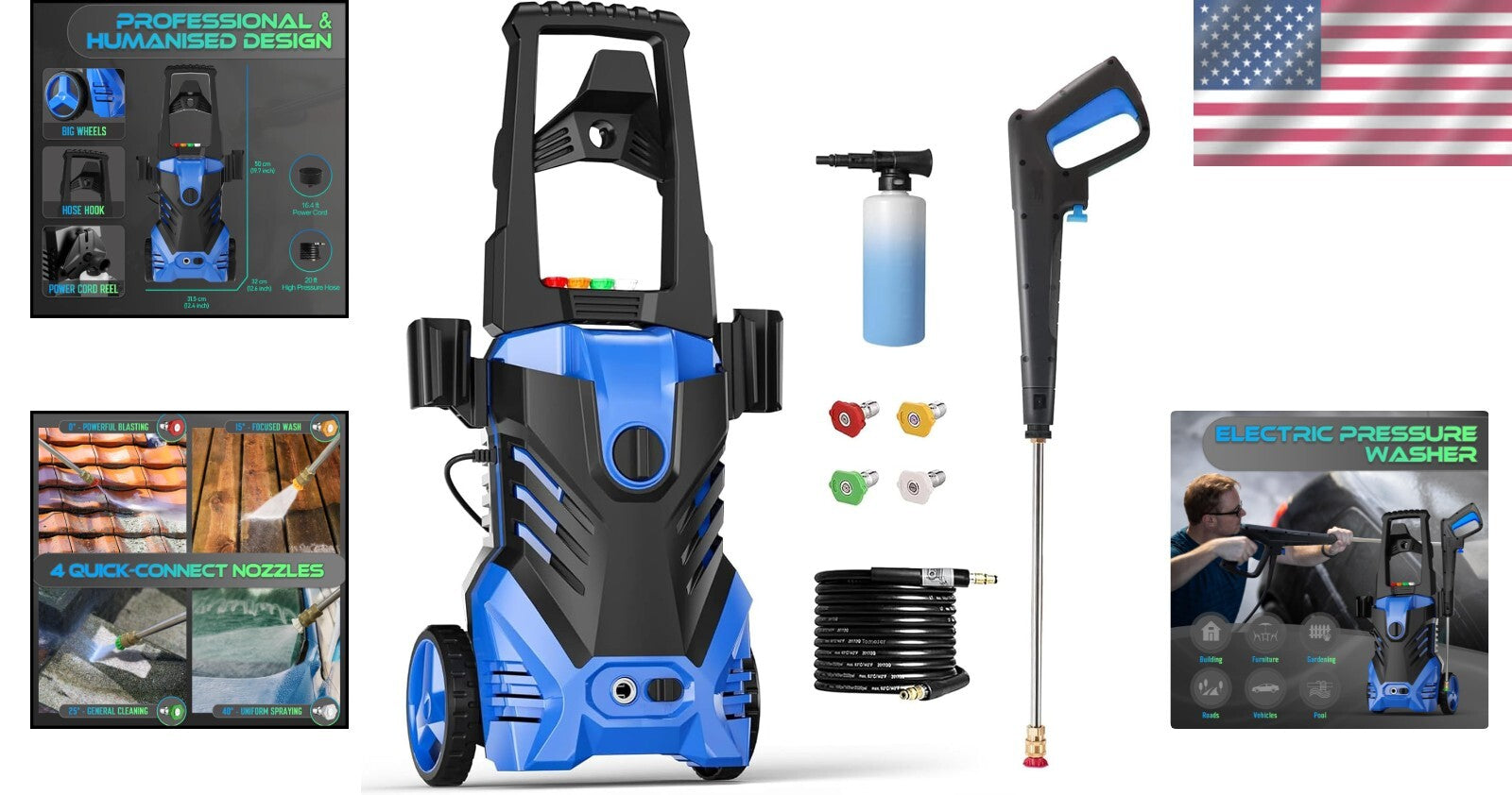 Powerful Electric Pressure Washer 3.2GPM - Efficient Outdoor Cleaning Solution