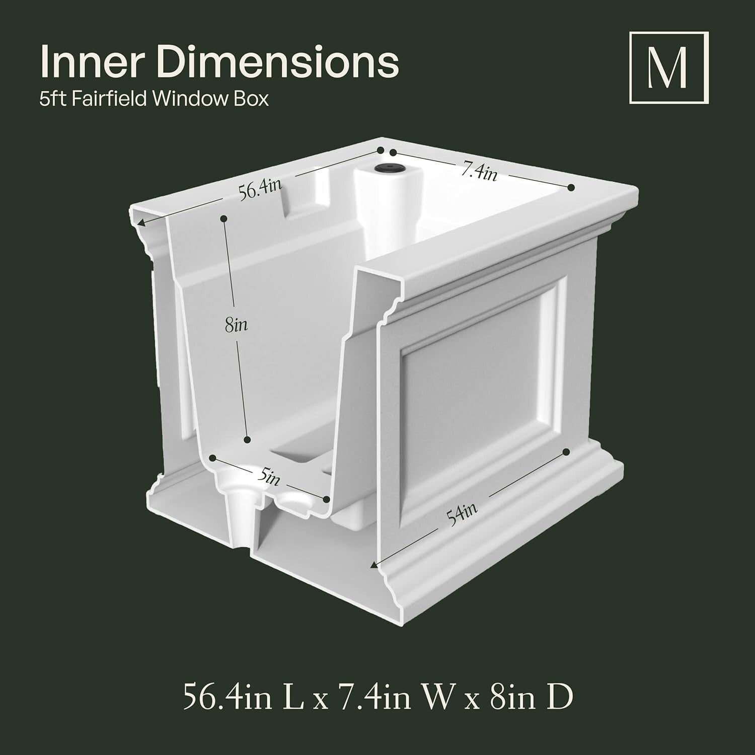 5-Foot Black Window Box with Overflow Drainage - Weatherproof Flower Planter