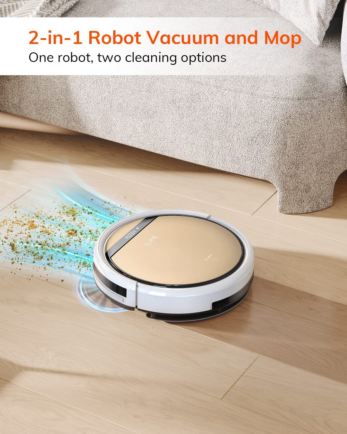 Slim Design Robot Vacuum & Mop Combo – Automatic Cleaning for Hard Floors & Pets