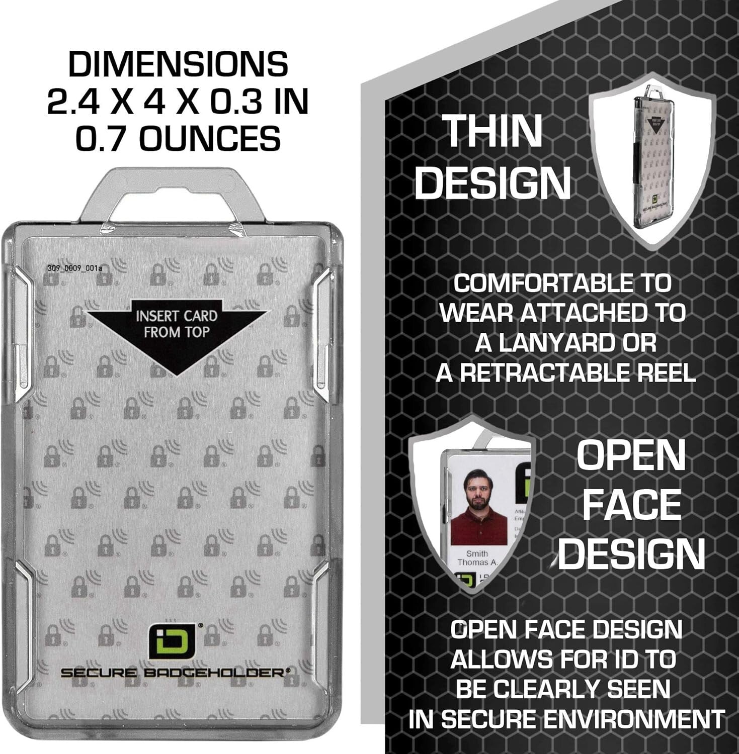 Durable Retractable Badge Lanyard and 2-Card Holder - RFID Protection, 5-Pack