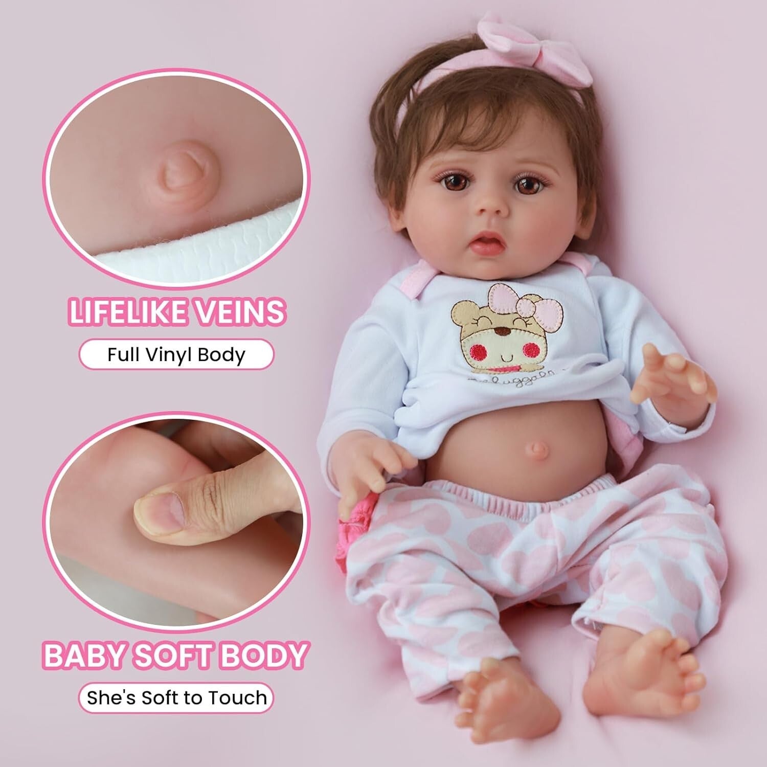 Cute 18-Inch Reborn Baby Girl Lucy - Real Life Silicone Doll in Luxury Gift Box