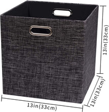 Load image into Gallery viewer, Modern Black Foldable Storage Cubes 4-Pack - 13x13x13 Bins for Home Organization