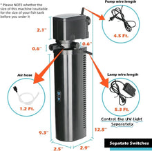 Load image into Gallery viewer, Separate Control U-V Fish Tank Filter - Clean Water &amp; Fresh Smells Guaranteed