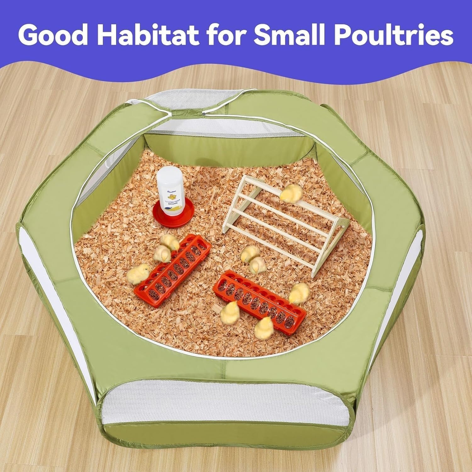 Lightweight 5-in-1 Brooder Kit for Chicks - Playpen, Feeder & Waterer Included