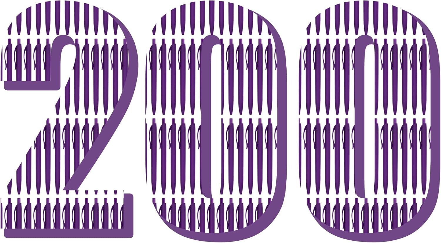 Bulk 200 Retractable Purple Barrel Pens - Medium Point, Smooth Writing Solutions