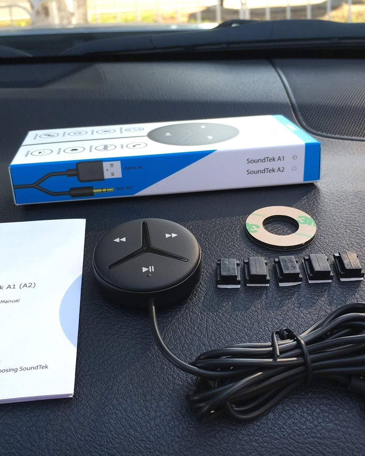Lightweight Bluetooth Car Kit for Music Streaming and Hands-Free Calls - Black