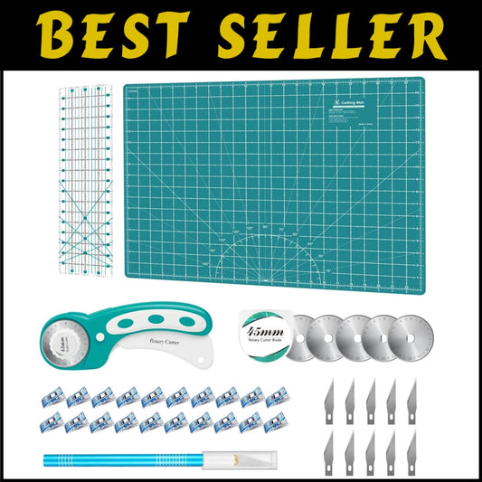 All-in-One Quilting Kit: Rotary Cutter, Blades, Mat & Craft Knife for Crafts