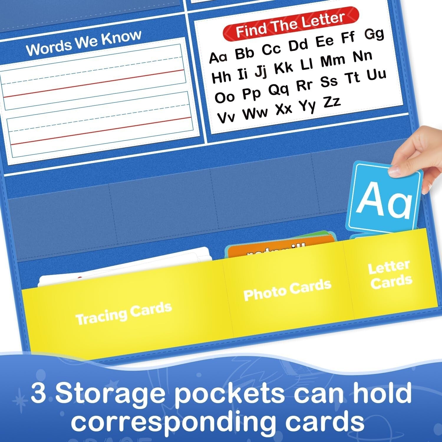 Interactive Alphabet Learning Pocket Chart with Write & Wipe Surface for Kids