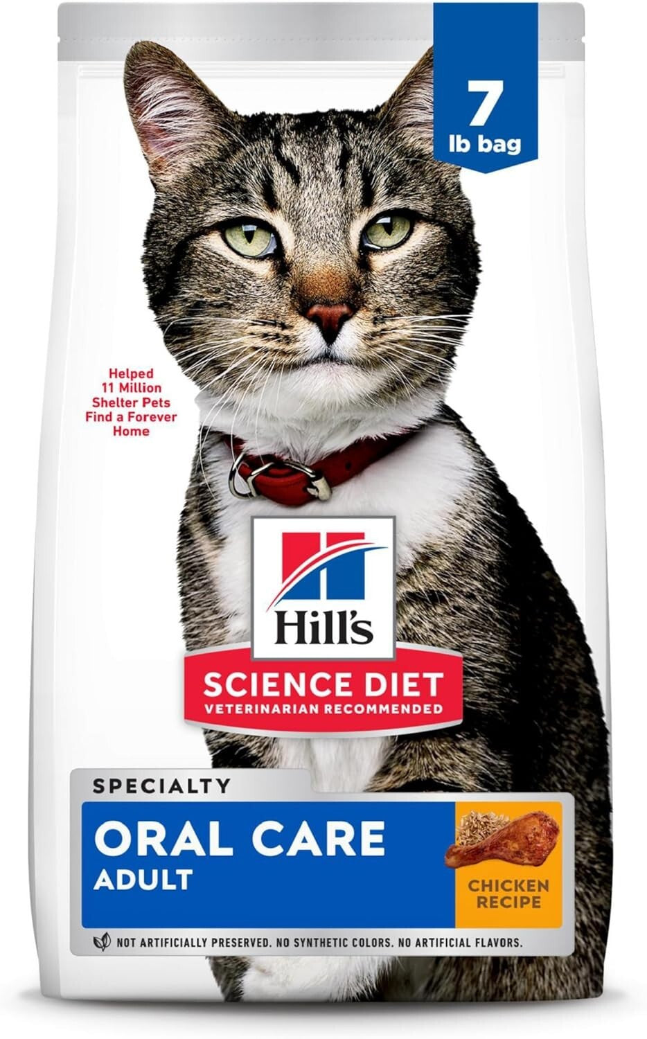 Veterinarian Recommended 7lb Cat Food - Chicken Flavor for Fresh Breath & Health
