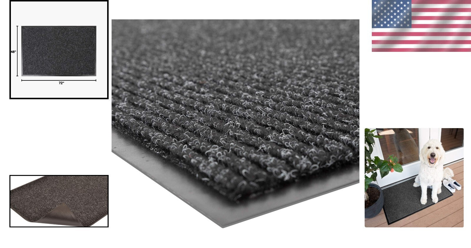 Water-Resistant 4' x 6' Charcoal Indoor/Outdoor Mat - Safe & Easy to Clean