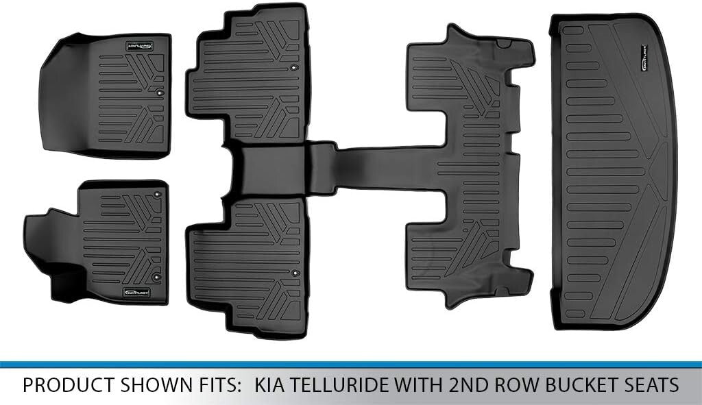 Universal Fit Black Floor Liners for Kia Telluride - Protect Against Elements