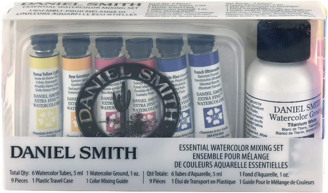 Essentials 9-Piece Multicolor Watercolor Paint Set with Titanium White Ground