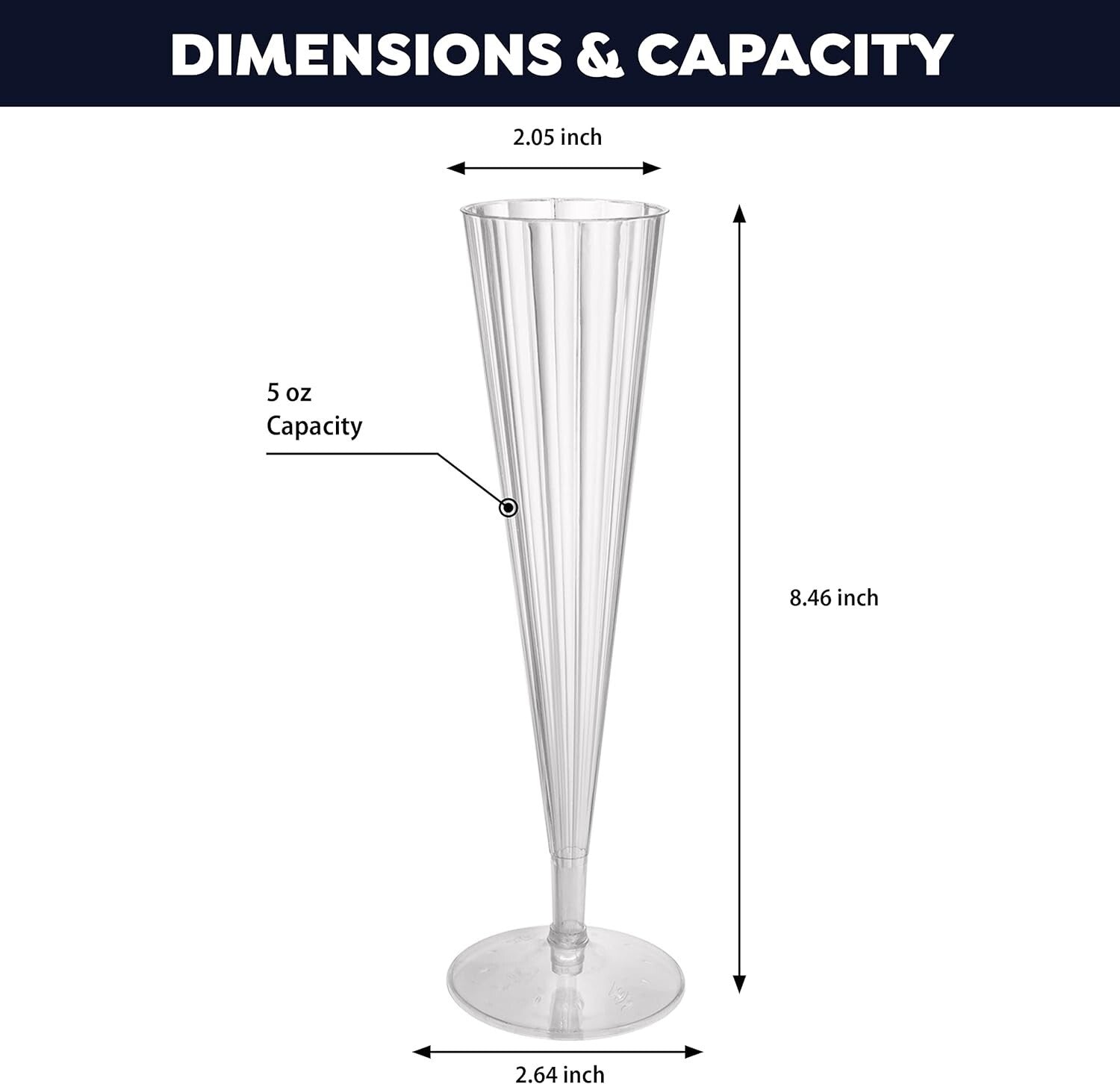 100-Count Deluxe Clear Plastic Champagne Flutes - 5 oz Elegant Party Glasses