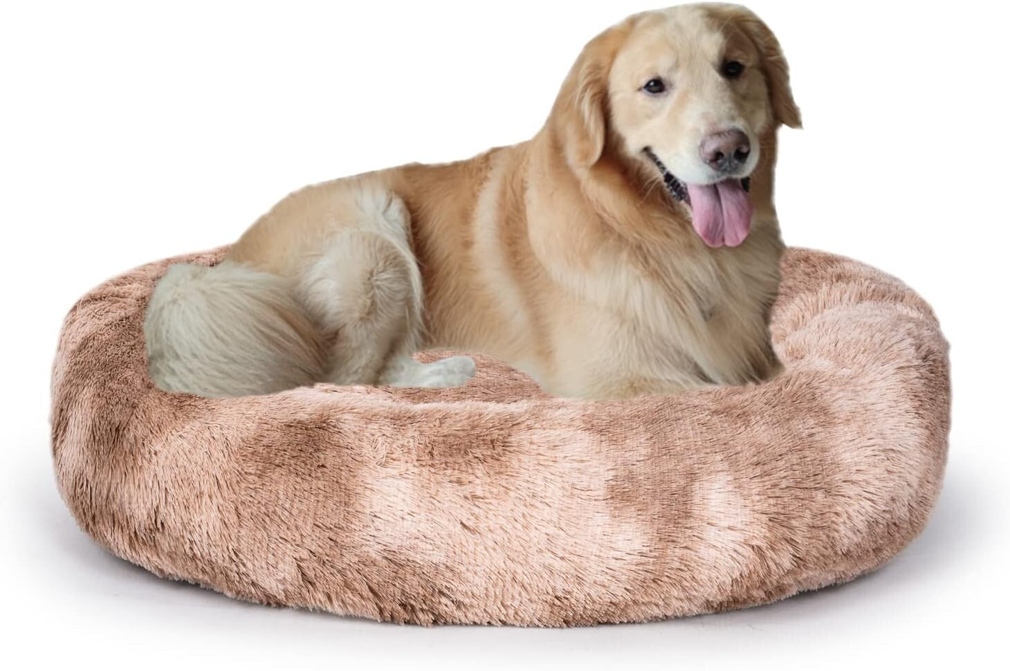 Beige Donut Cuddler Dog Bed - Anti-Skid, Machine Washable 36" for Medium Dogs