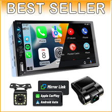 Load image into Gallery viewer, All-in-One 7-Inch Double Din Car Stereo with Dash Cam &amp; Apple Carplay