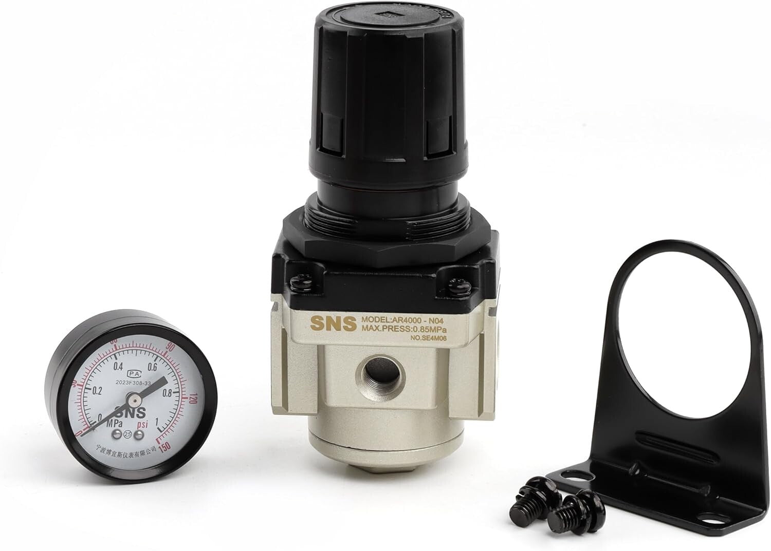 Compact Adjustable 1/2 NPT Air Pressure Regulator with Needle Valve Control
