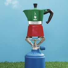 Load image into Gallery viewer, Iconic Moka Pot in Red and Green - 130ml Stovetop Espresso Maker for Travelers