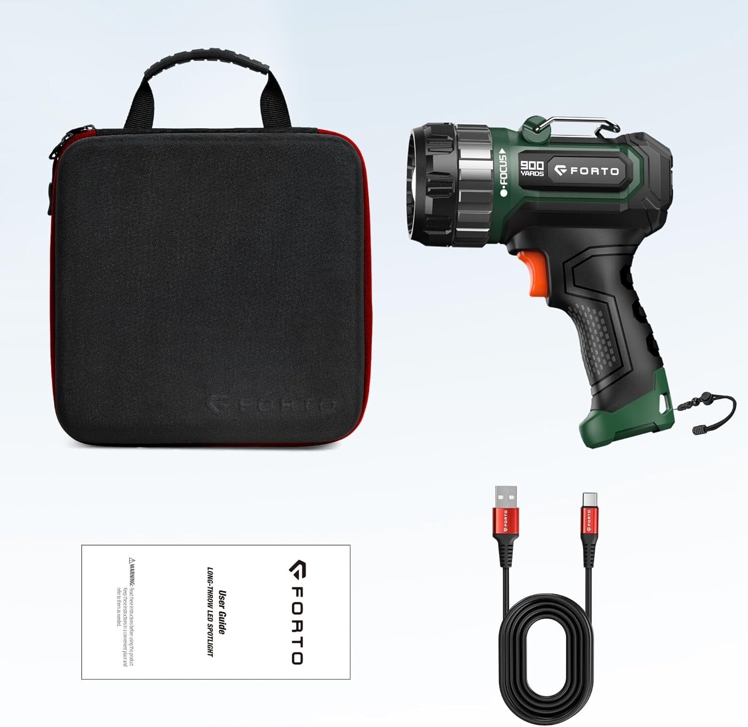 High-Performance 1400 Lumen Spotlight with Adjustable Focus - Ideal for Camping