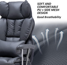 Load image into Gallery viewer, Big and Tall High Back Computer Chair with Footrest - Mineral Grey Elegance