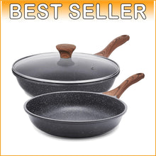 Load image into Gallery viewer, Induction Compatible Granite Nonstick Skillets - Chef's Frying Pan Set, 8" &amp; 11"