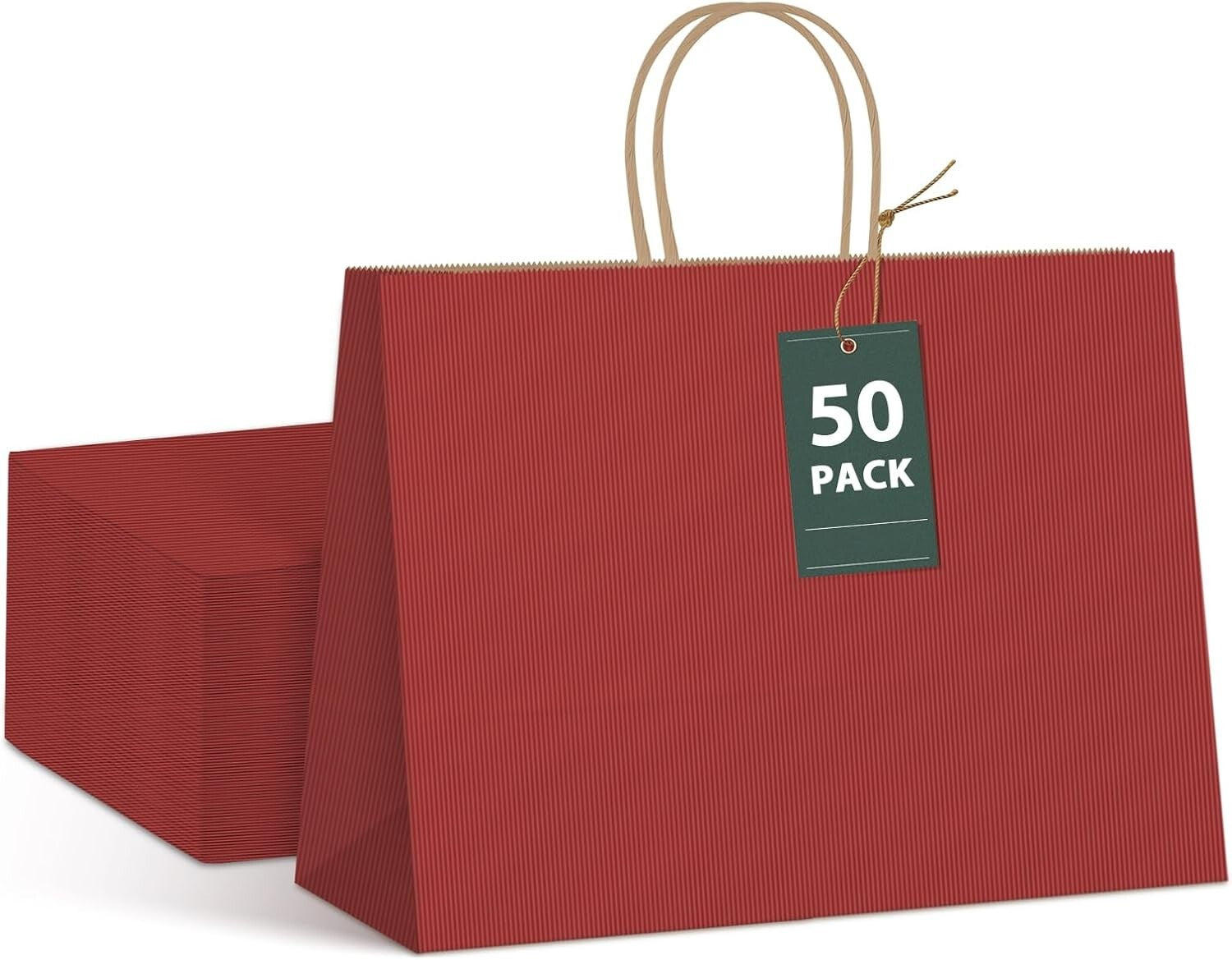 Elegant Red Kraft Gift Bags - 50 Pack, 16x6x12, Perfect for Parties & Retail