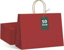 Load image into Gallery viewer, Elegant Red Kraft Gift Bags - 50 Pack, 16x6x12, Perfect for Parties &amp; Retail