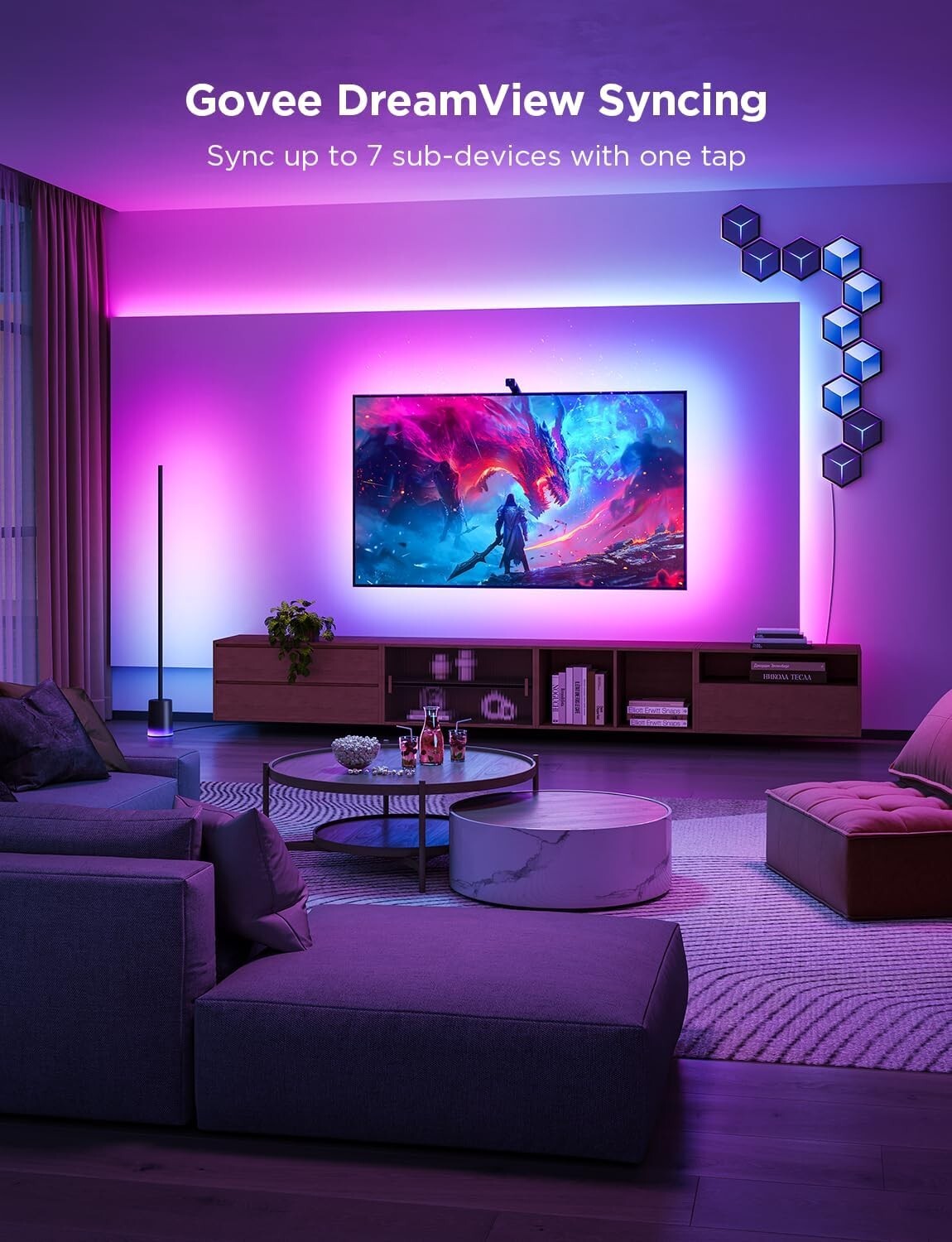 11.8ft Multicolor LED TV Backlight with Voice Control & Fish-Eye Sync Technology