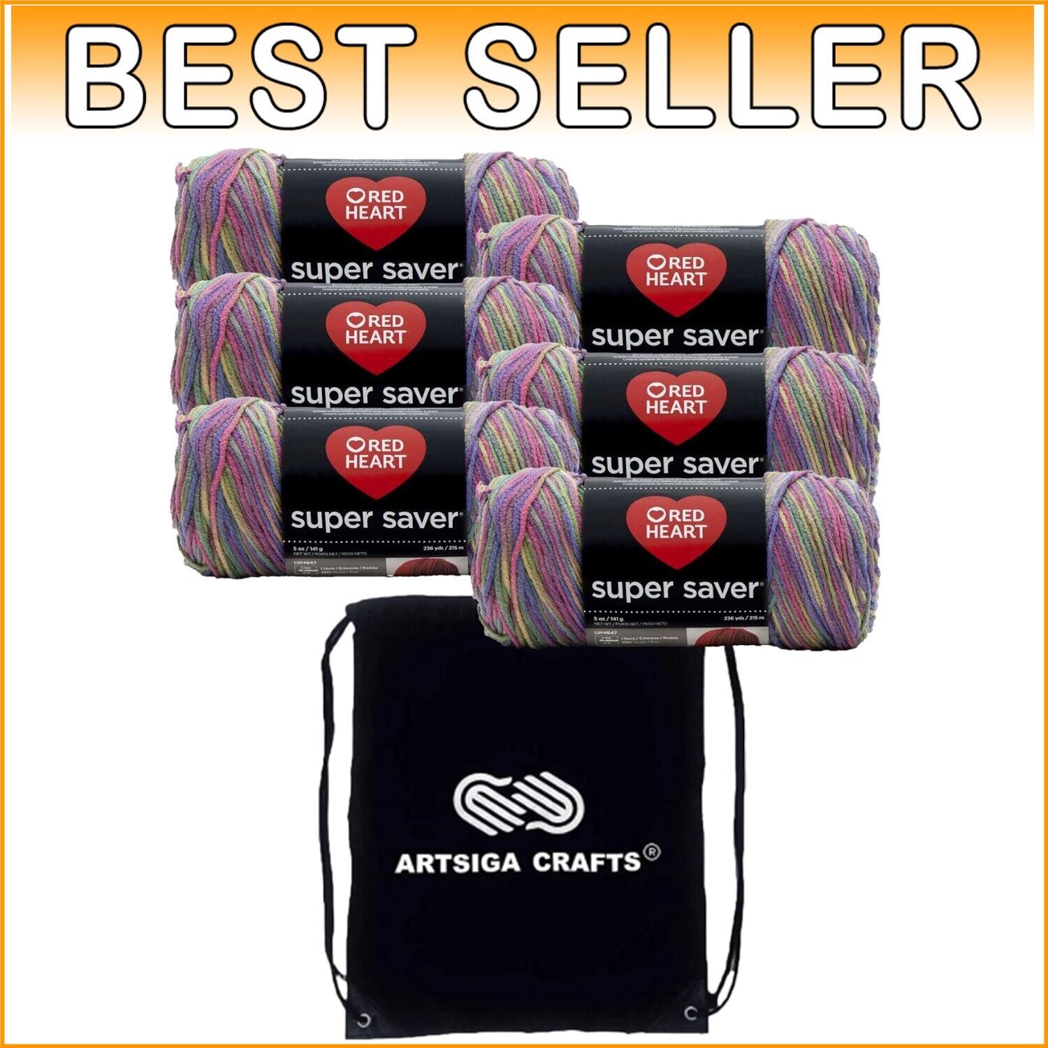 Durable E300-315 Acrylic Yarn Bundle with Drawstring Project Bag for Crafters