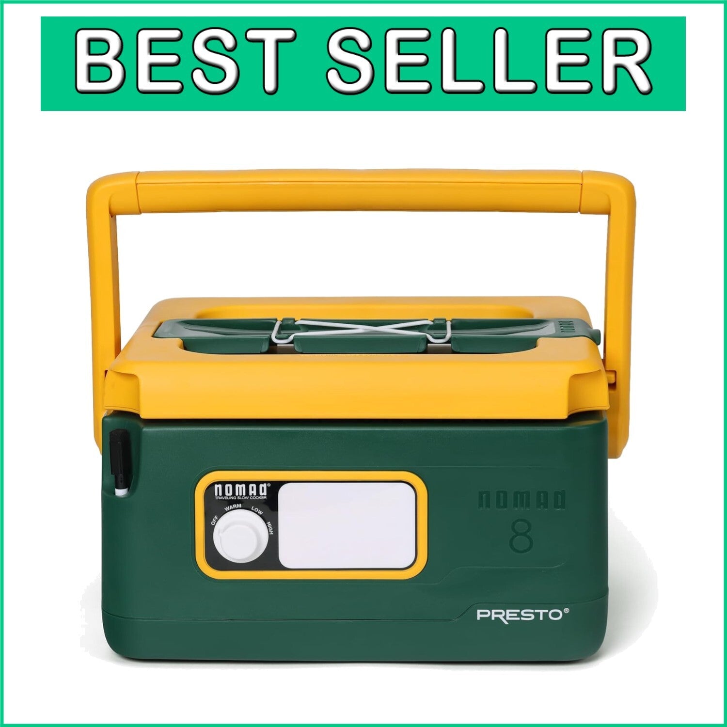 Elegant 8-Quart Nomad Slow Cooker in Green/Gold - Ideal for Buffets & Gatherings