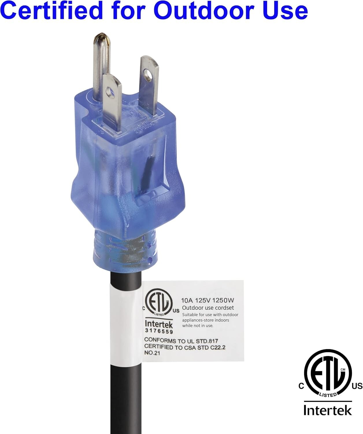 16/3 SJTW Heavy-Duty Outdoor Extension Cord & Lighted Locking Connector - 80ft