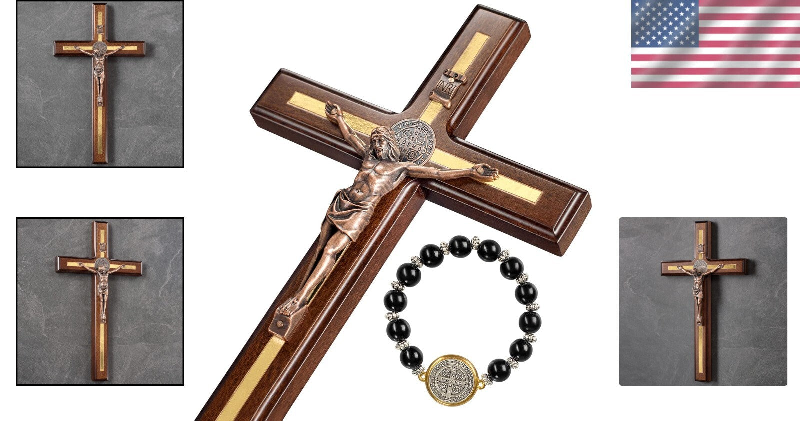 Durable 12" St Benedict Catholic Wall Cross - Timeless Design with Bracelet