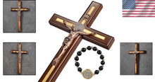 Load image into Gallery viewer, Durable 12" St Benedict Catholic Wall Cross - Timeless Design with Bracelet